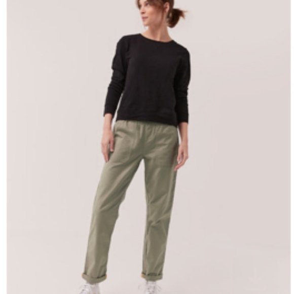 EUC Pact Women's Mink Grey Woven Twill Roll Up Pant - Picture 1 of 5